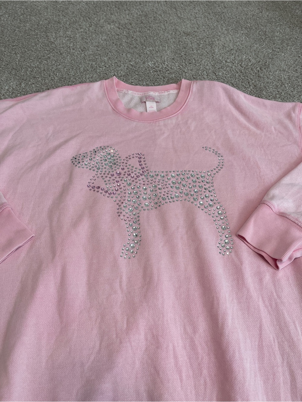 NWT Pink X LoveShackFancy Bling Dog Sweatshirt Dress L - Picture 8 of 10